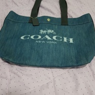 preloved coach tote bag denim