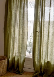 Rèm Cửa Vải Linen Quai Buộc Vintage - Không kèm Thanh Treo