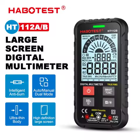 HABOTEST HT112B Digital Smart Multimeter Auto Range DMM Voltmeter True RMS NCV Voltage Meter 4000 Co