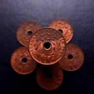 Uang Kuno 1 Cent Nederlandsch Indie Bolong Tahun 1945s