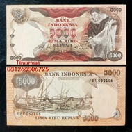 Uang Kuno Lama Jadul 5000 Rupiah Nelayan Jala Ikan (UNC)