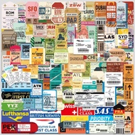 Retro Airline Boarding Travel Luggage Sticker Waterproof Laptop Case Skateboarding Guitar