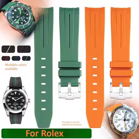 For original Rolex watch strap with silicone rubber rubber B black and green Submariner GMT Explorer