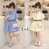 [GIVE BELT]Baby girl outfit, baby girl outfit set with plaid sleeveless shirt and pumpkin skirt for 