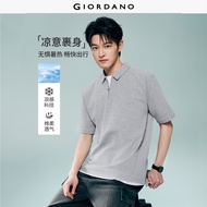 GIORDANO Men Polo Shirts Cooling Half Zip Polo Shirts Short Raglan Sleeve Fashionable Casual Polo Sh