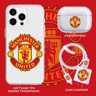 IPHONE Softcase Handphone, Charger Case, Airpods Protective Case Compatible for Manchester United Mo
