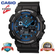 Original G Shock GA100 Men Sport Watch จอแสดงผลแบบ Dual Time 200M กันน้ำกันกระแทกและกันน้ำ World Time LED Auto Light นาฬิกาข้อมือกีฬาพร้อมการรับประกัน 2 ปี GA-100-1A2 (คลังสินค