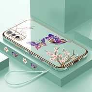 Casing Case For Huawei Nova 9 9se 8i 7i 6se 7se 7 7Pro 5i 5T 4 3 3i Y9 Y7 Y6 Pro Prime 2019 Y7A Y9s Y8P P20 P30 Lite Pro Mate 20 20X Pro Case Colorful Butterfly Luxury Chrome Plated Soft TPU Square Phone Case Cover Cases For Girls