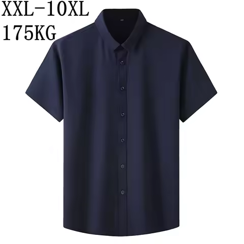 10XL 8XL 7XL New Summer Business Formal Shirts For Men Short Sleeve Loose Dress Shirt Man chemise ho