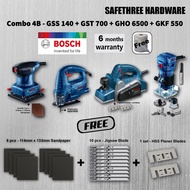 Bosch Combo Set GHO6500 Planer & GKF550 Palm Router & GSS140 Orbital Sander & GST700 Jigsaw