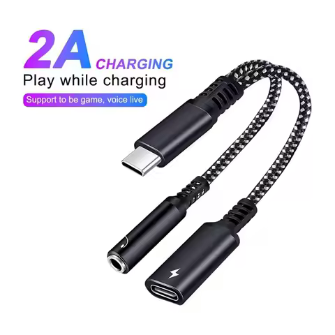 2 in 1 USB C to 3.5mm Headphone Jack Adapter Type C Charge Audio Aux Adaptor for Pro S20 S21 S22 Ult