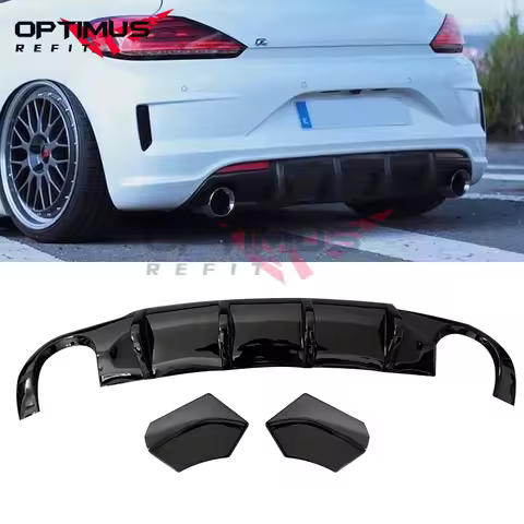 Car Rear Diffuser Lip Bumper Spoiler Plastic Body Kit For Volkswagen VW Scirocco R R20 2009 - 2015 V