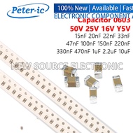 (10-50pcs) 0603 SMD 50V 25V 16V Y5V Capacitor 15nF 20nF 22nF 33nF 47nF 100nF 150nF 220nF 330nF 470nF