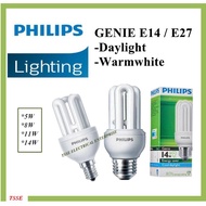 PHILIPS 5W / 8W / 11W / E14 GENIE E14 / E27 ENERGY SAVING BULB DAYLIGHT / WARMWHITE
