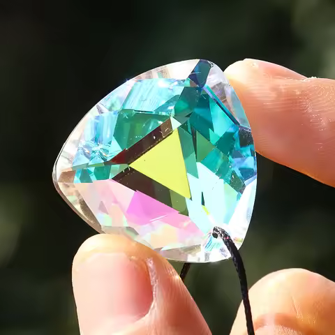 Muy Bien 2PCS 28mm Triangular Crystal Hanging Rainbow Chaser Suncatcher Making Supplies Bead Chandel