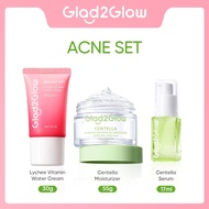【3 ชิ้น】Glad2Glow Moisturizer มอยเจอไรเซอร์ + Serum เซรั่ม / Sunscreen กันแดด SPF30 PA++ ทำความสะอ