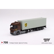 MINI GT No.705 Mercedes-Benz Actros w/ 40 Ft Container " UPS Europe" MGT00705 Diecast model cars