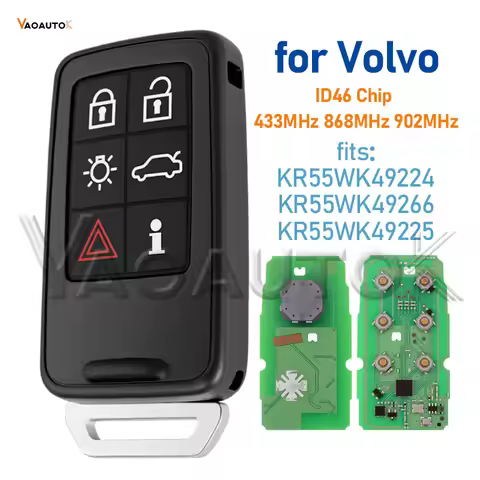 Smart Key For VOLVO V40 V60 S80 XC60 S60 V70 XC70 ID46 Chip 433/868/902MHz Keyless Remote Fob 6 Butt