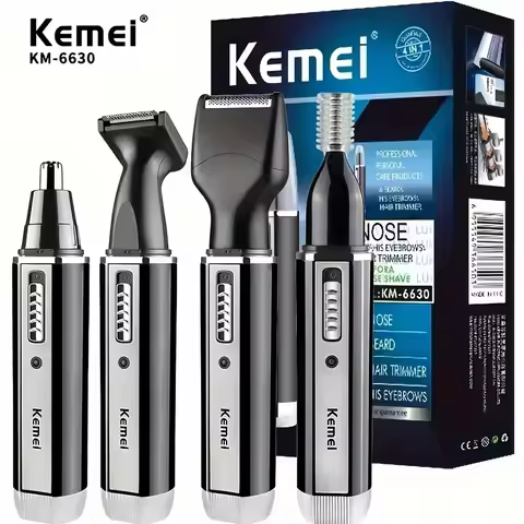 Kemei KM-6630 4 In 1 Nose Eyebrow Hair Beard Trimmer Rechargeable Electric Shaver Nose Ear Trimmer W