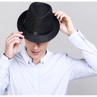 Topi Koboy Laken Pria Dewasa Fedora Koboi Tompi Vintage Cowboy Cap Coboy Jazz Panama Keren Jerami Po