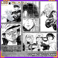 [Combo 12 Pictures] Manga Anime Decal Wallpaper (One Piece,Gojo,Luffy,Zoro,Naruto,Levi Glue size A6 Comic
