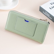 Leather Rfid Anti-Magnetic Anti-Identity-Theft Wallet Women's Long Seven-Word Zipper Fashion Clutch Wallet Handphone-Friendly Change