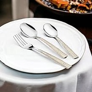 Montavo by FNS Lush 18 Pc Premium Laser Engraving Stainless Steel Cutlery Set (6 Dinner Spoons,6 Din