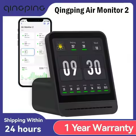 Original Qingping Air Monitor 2 Smart Home Touch Screen Control Temperature Humidity Sensor CO2 PM2.