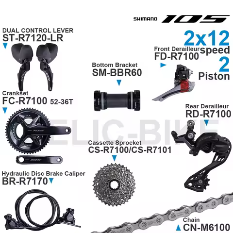 SHIMANO 105 Groupset ST-R7120 FD-R7100 RD-R7100 FC-R7100 CS-R7100 CS-HG710 BR-R7170 CN-M6100 SM-BBR6