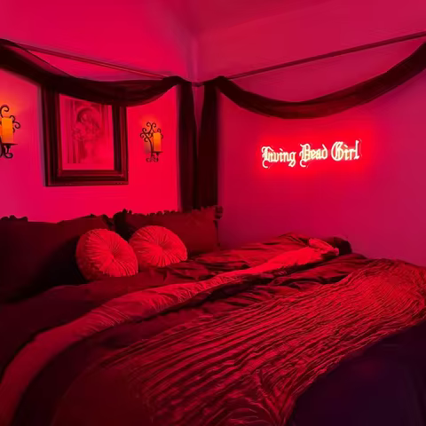 Living Dead Girl Neon Sign, Gothic Girl Room Decor, Goth Style Bedroom Decoration, Gothic Birthday G