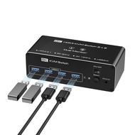 Suis KVM HDMI Ultra HD 8K Dual Screen 2 Input 2 Output USB3.0 Perkongsian Papan Kekunci dan Tetikus 