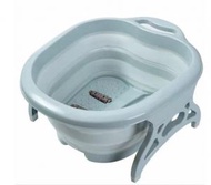 ONE - 便攜式可折疊足浴盆·滾輪按摩盆·泡腳盆·足底按摩洗腳桶（藍色） #(ONE)