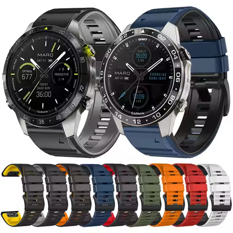 22mm 26mm Silicone Quick Release Watch Strap Band For Garmin MARQ Athlete Adventurer Golfer Captain 