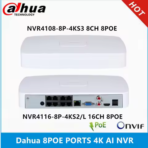 Dahua NVR4108-8P-4KS3 8CH with 8 POE 4K Network MINI NVR Recorder Max support 12MP resolution IP cam