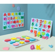 ABC 123 Chunky Puzzle Pastel Wooden Puzzle 3D Geometry Puzzle