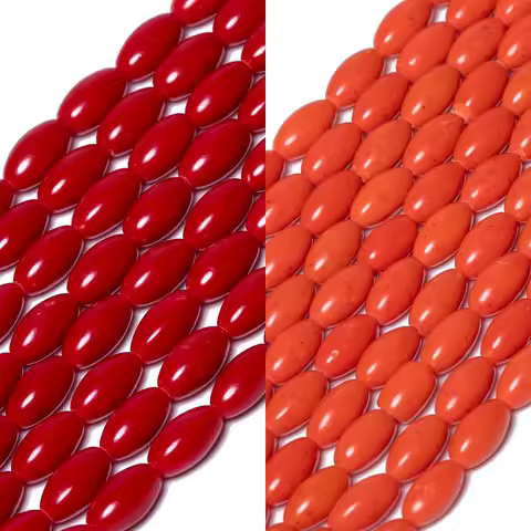 Natural High Quality Coral Seed Beads Red/Yellow Color Oval Shape Rice Beads for Handmade DIY Clothi