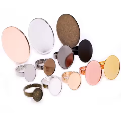 30x40mm 13x18mm 18x25mm 8 Colors Plated Brass Oval Adjustable Ring Settings Blank/Base,Fit 30x40mm G