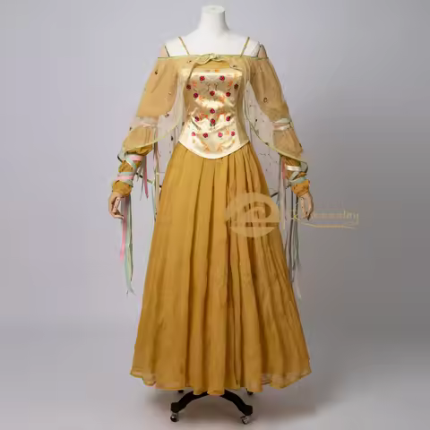 Padme Cosplay Amidala Costume Episode II Yellow Outfit Women Dress for Halloween Party