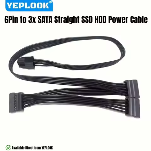 YEPLOOK HDD SSD SATA Power Cable, 6Pin to 3x SATA Straight for Corsair RM1000i, RM850i, RM750i, RM65