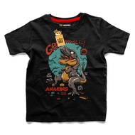 HITAM Children's T-Shirt Dino Hey Dude Black Boys Girls 0-8 Years - ANKND-002 (Buy 3pcs Free LED Cha