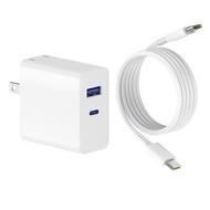 65W USB C Charger ชาร์จเร็ว 2-Port Power Adapter for MacBook Pro/iPad/iPhone