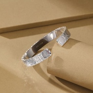 Pure Silver 999.9 Opening Three-Sided Crushed Ice Auspicious Quotes Bracelet Sterling Silver Strobe 