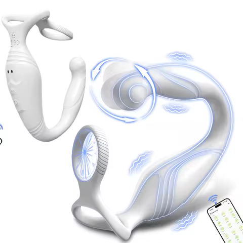 App Control Prostate Massager Rotation Anal Plug for Men Butt Plug Cock Ring Perineum Anal Vibrator 