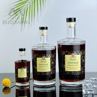 Square shoulder glass wine bottle with capacity of 100ml, 375ml, 500ml, 750ml, free VKV stamp