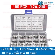 SET of 100 fuses 5x20mm 0.2A to 20A 10 types [HTE Quy Nhon CN2]