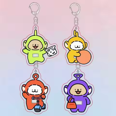 Teletubbies Line Dog Couple Best Friend Keychain Cute Cartoon Acrylic Schoolbag Pendant Friends Girl