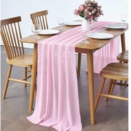 Table Runner Ceruty Chiffon Romantic Wedding Decoration Table Runner 6 Seater Table Runner Aesthetic