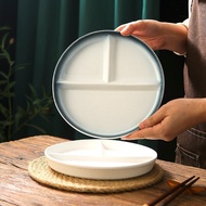 Japanese-Style Divided Plate Round Three-Compartment Plate Portion-Controlled Breakfast Plate 211 Di