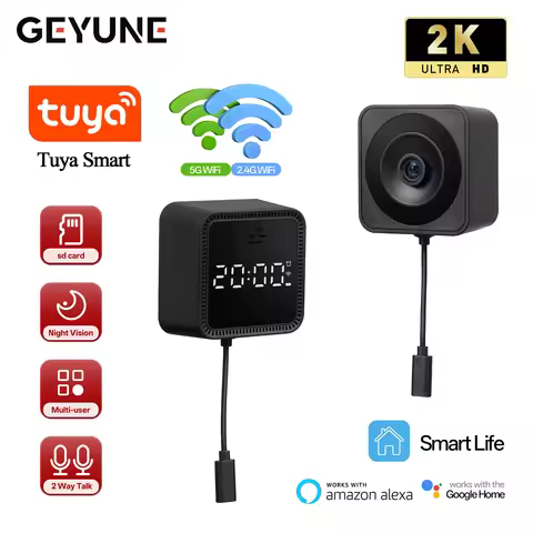 Tuya Smart Window Camera Indoor 5G Wifi Security Camera Night Vision Ai Detection With Time Display