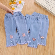 1-5 Years Children Girls Jeans Autumn Cropped Trousers Spring Flare Pants